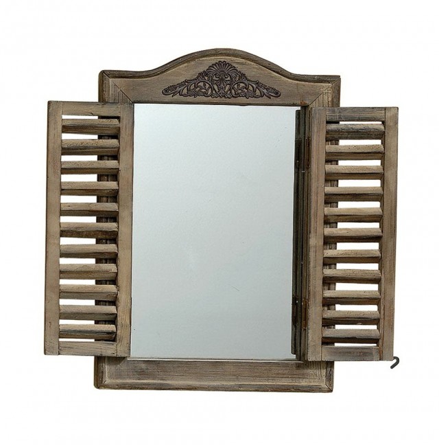 Window Pane Mirror With Shutters Window Pane Mirror With Shutters