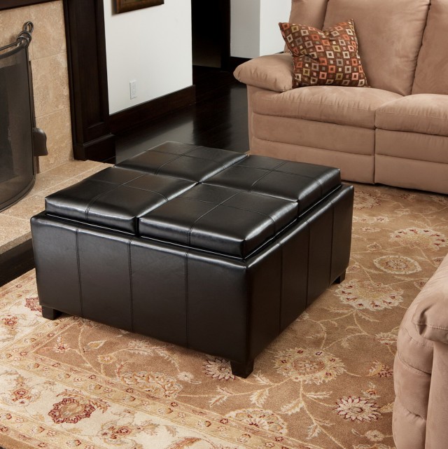 Black Leather Ottoman Coffee Table With Storage Black Leather Ottoman Coffee Table With Storage