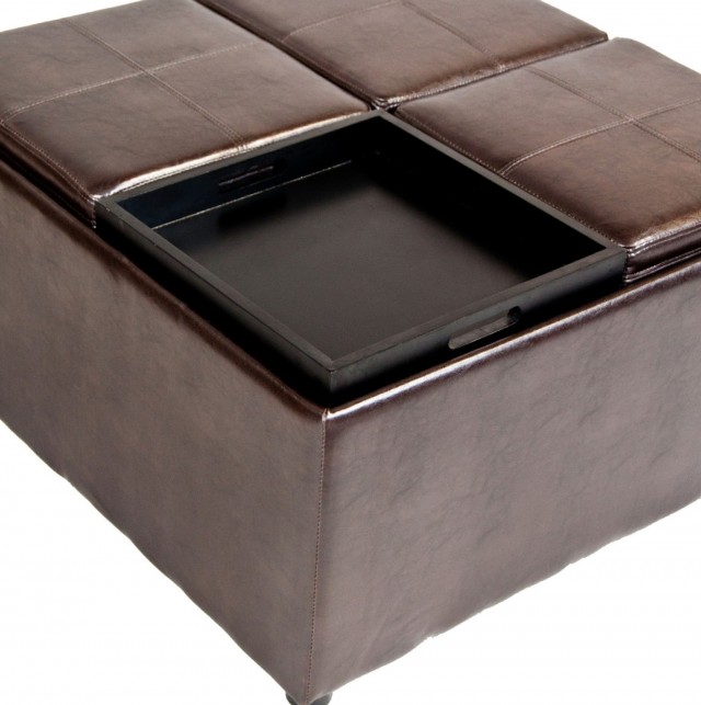 Brown Storage Ottoman Coffee Table With 4 Flip Trays Brown Storage Ottoman Coffee Table With 4 Flip Trays