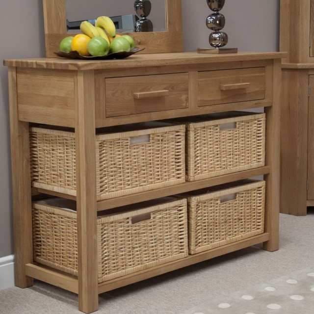 Console Table With Storage Baskets Console Table With Storage Baskets