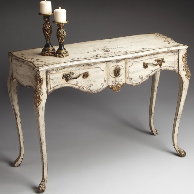 Distressed Console Table Cream Distressed Console Table Cream