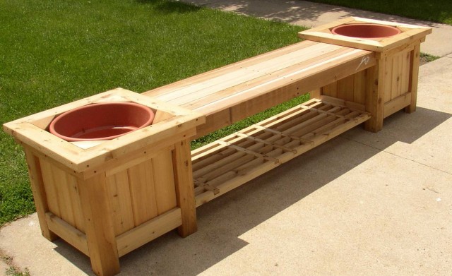 Outdoor Storage Bench With Planters Outdoor Storage Bench With Planters