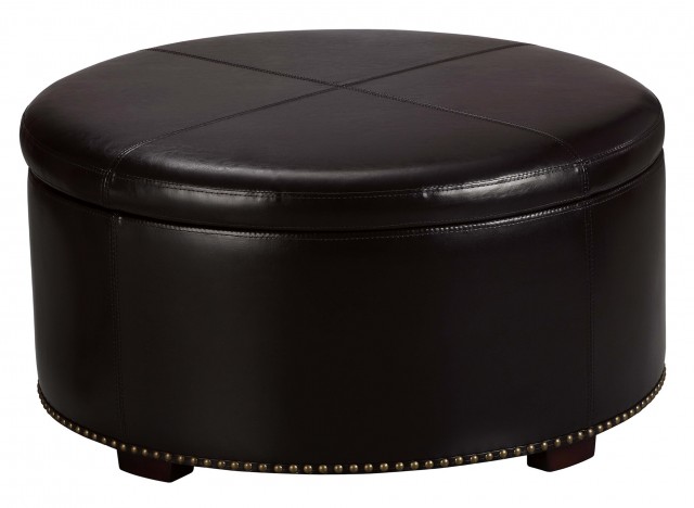 Round Ottoman With Storage Tray Round Ottoman With Storage Tray