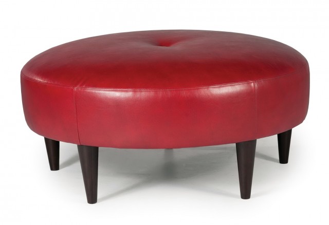Round Red Leather Ottoman Round Red Leather Ottoman