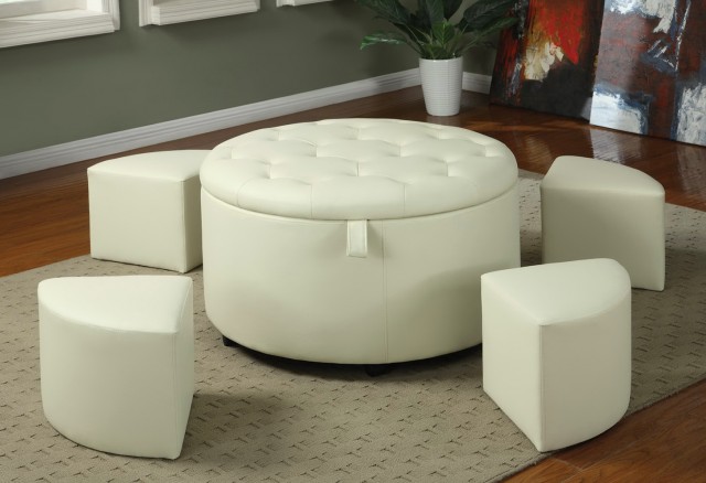 Round Tufted Leather Ottoman Round Tufted Leather Ottoman