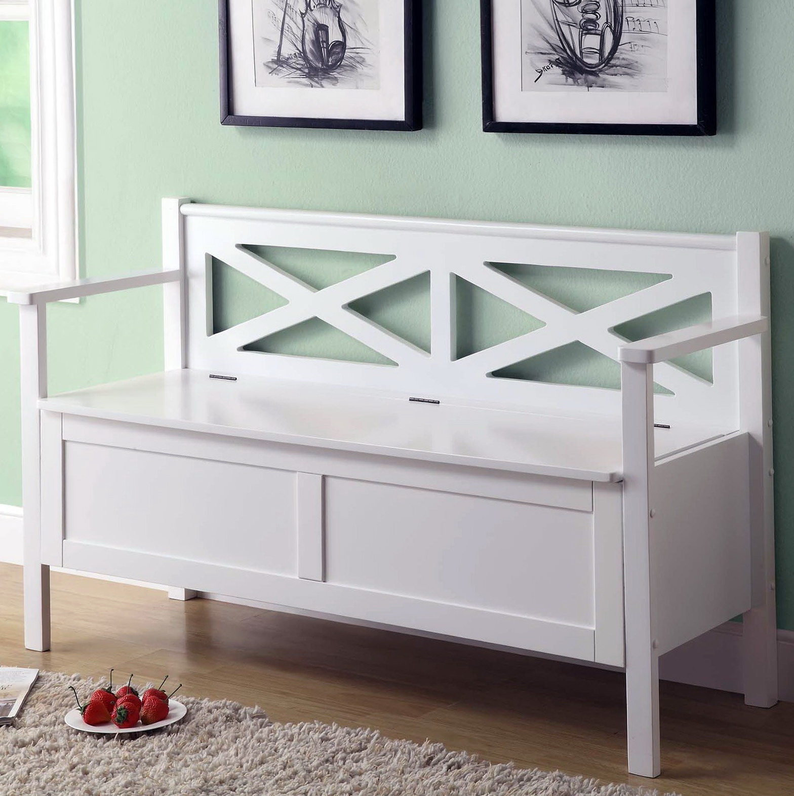 Small White Storage Bench