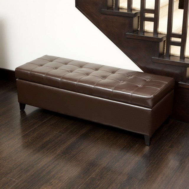 Tufted Leather Storage Bench Tufted Leather Storage Bench