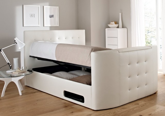 White Leather Ottoman Bed White Leather Ottoman Bed