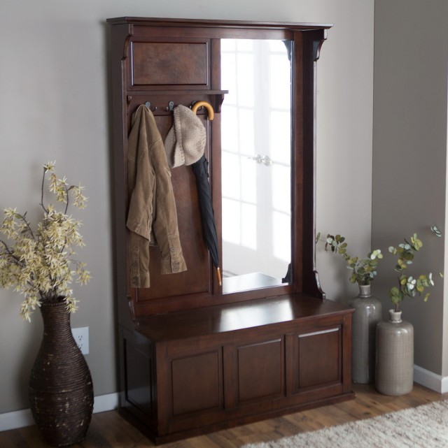 Antique Hall Tree With Mirror Antique Hall Tree With Mirror