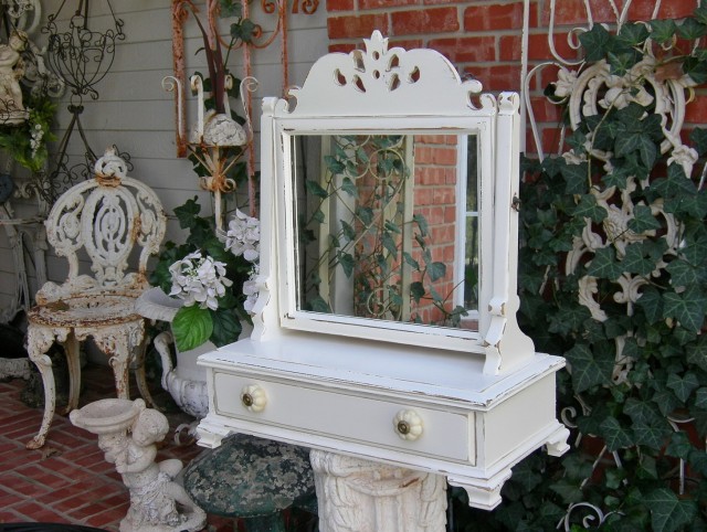 Antique Wood Vanity With Mirror Antique Wood Vanity With Mirror