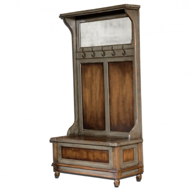 Rustic Hall Tree With Storage Bench Rustic Hall Tree With Storage Bench