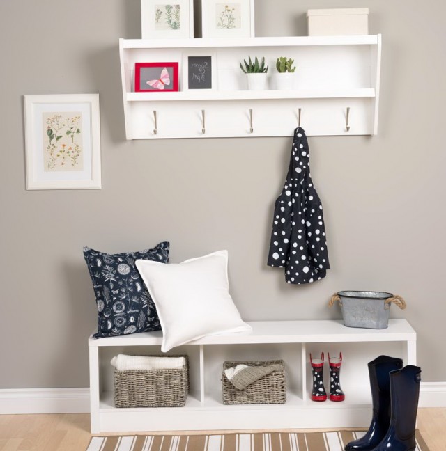 White Entryway Bench And Shelf White Entryway Bench And Shelf