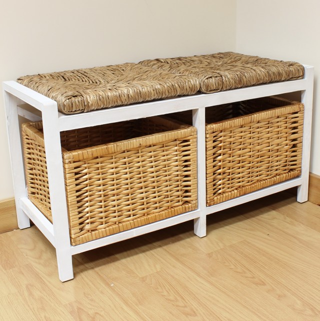 Wicker Storage Bench With Cushion Wicker Storage Bench With Cushion