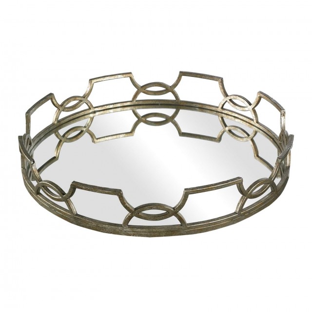 Round Silver Mirrored Tray Round Silver Mirrored Tray