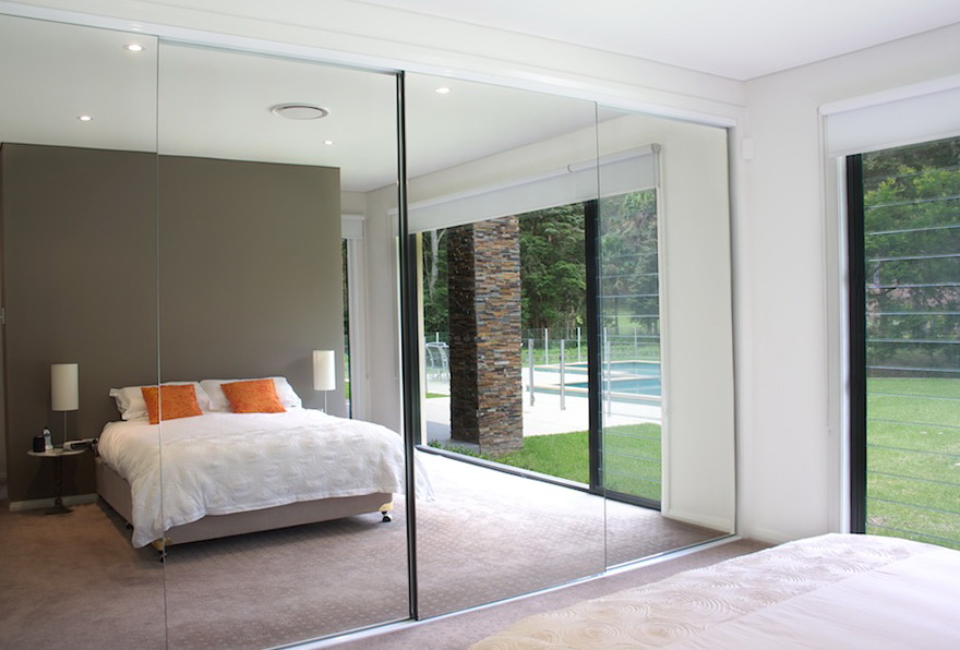 frameless mirror bifold closet doors Home Design Ideas