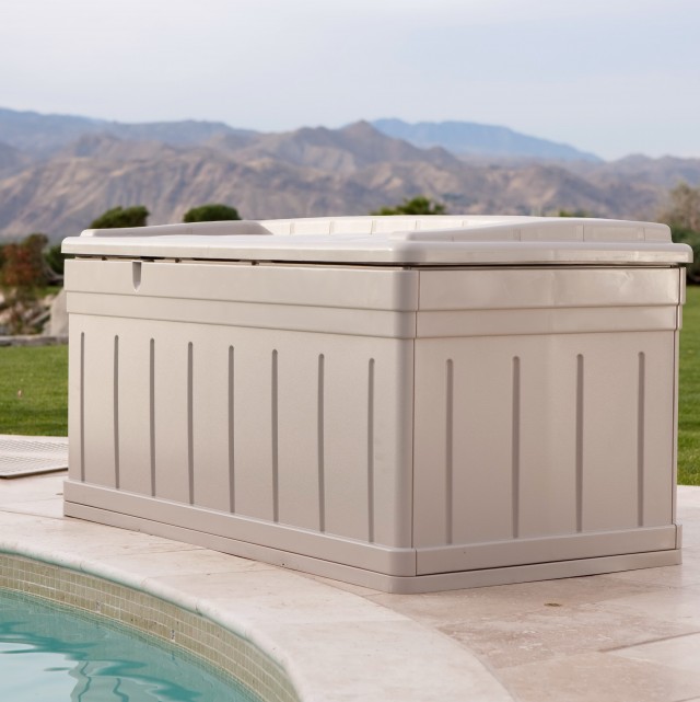 Suncast Deck Box With Seat Taupe 50 Gallon Suncast Deck Box With Seat Taupe 50 Gallon