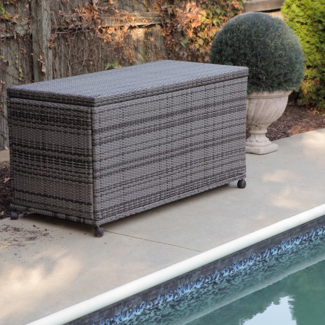 Suncast Resin Wicker Deck Box 122 Gallon Suncast Resin Wicker Deck Box 122 Gallon