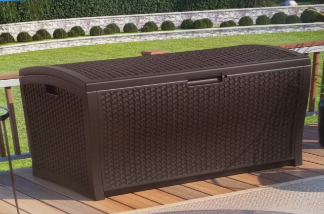 Suncast Resin Wicker Deck Box 73 Gallon Suncast Resin Wicker Deck Box 73 Gallon