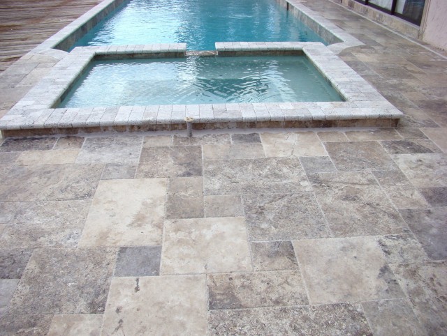 Travertine Pool Deck French Pattern Travertine Pool Deck French Pattern