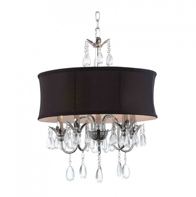 Black Drum Chandelier With Crystals Black Drum Chandelier With Crystals