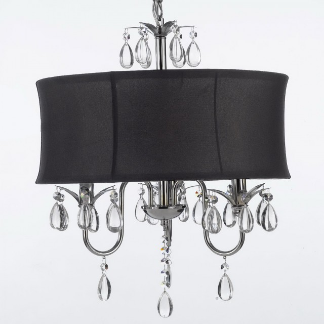 Chandelier With Black Drum Shade Chandelier With Black Drum Shade