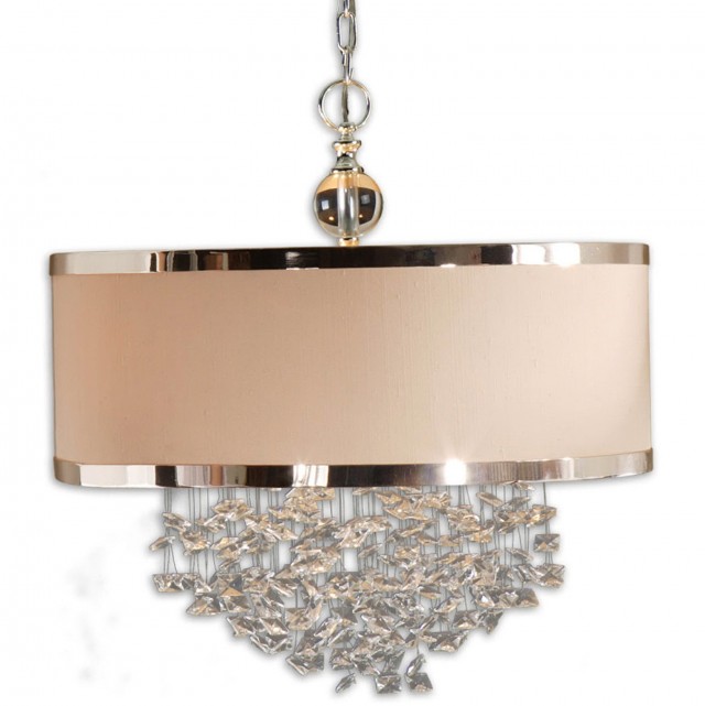 Chandelier With Drum Shade And Crystals Chandelier With Drum Shade And Crystals