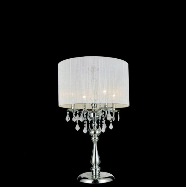 Crystal Chandelier Table Lamp With Drum Shade Crystal Chandelier Table Lamp With Drum Shade