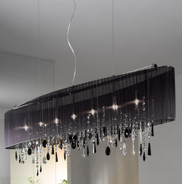 Crystal Chandelier With Black Shade Crystal Chandelier With Black Shade