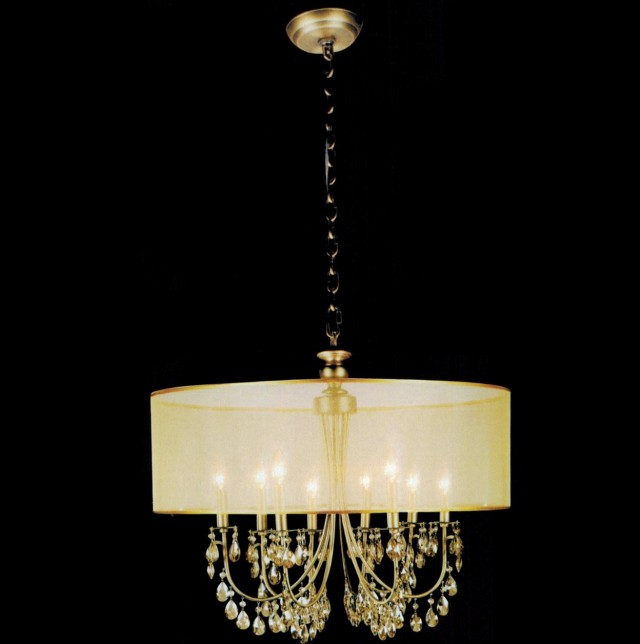 Crystal Chandelier With Organza Shade Crystal Chandelier With Organza Shade