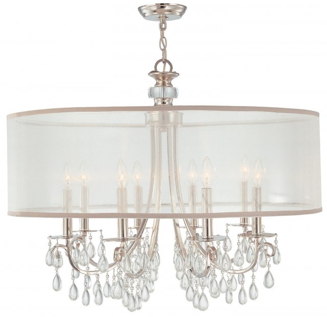 Drum Shade Chandelier With Crystals Drum Shade Chandelier With Crystals