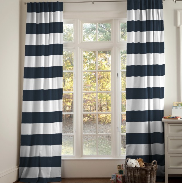 Navy Horizontal Striped Curtains Navy Horizontal Striped Curtains