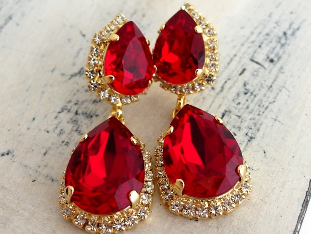 Red Swarovski Crystal Chandelier Earrings Red Swarovski Crystal Chandelier Earrings