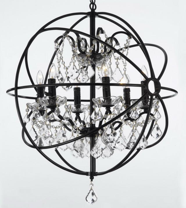 Wrought Iron And Crystal 5 Light Chandelier Wrought Iron And Crystal 5 Light Chandelier