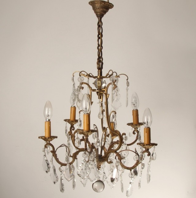 Antique Brass Chandelier With Crystals Antique Brass Chandelier With Crystals