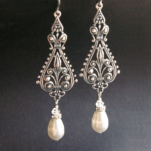 Antique Silver Chandelier Earrings Antique Silver Chandelier Earrings