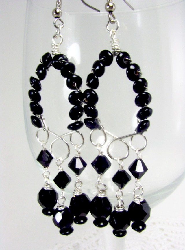 Black And Silver Chandelier Earrings Black And Silver Chandelier Earrings