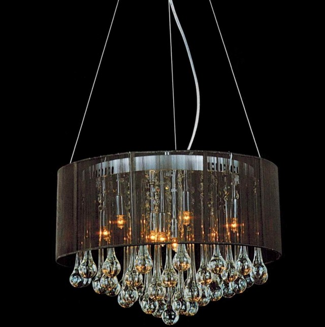 Black Shade With Crystals Chandelier Black Shade With Crystals Chandelier
