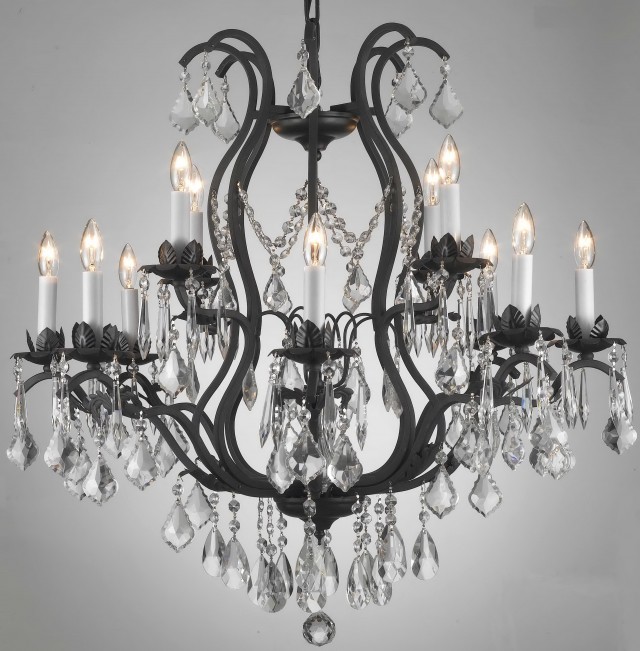 Black Wrought Iron Crystal Chandelier Black Wrought Iron Crystal Chandelier
