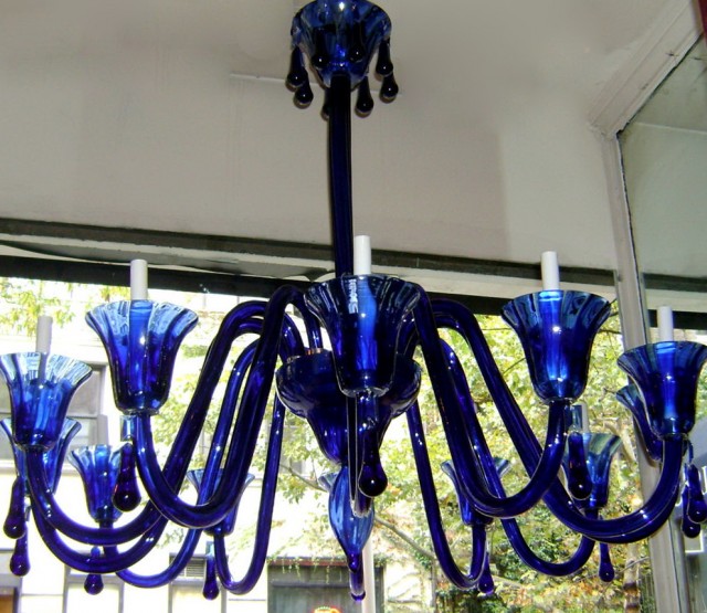 Blue Murano Glass Chandelier Blue Murano Glass Chandelier