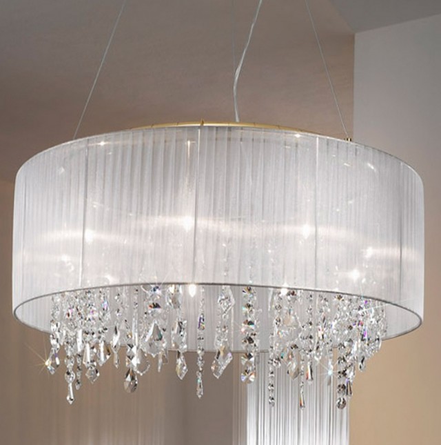 Chandelier With Shade And Crystals Chandelier With Shade And Crystals