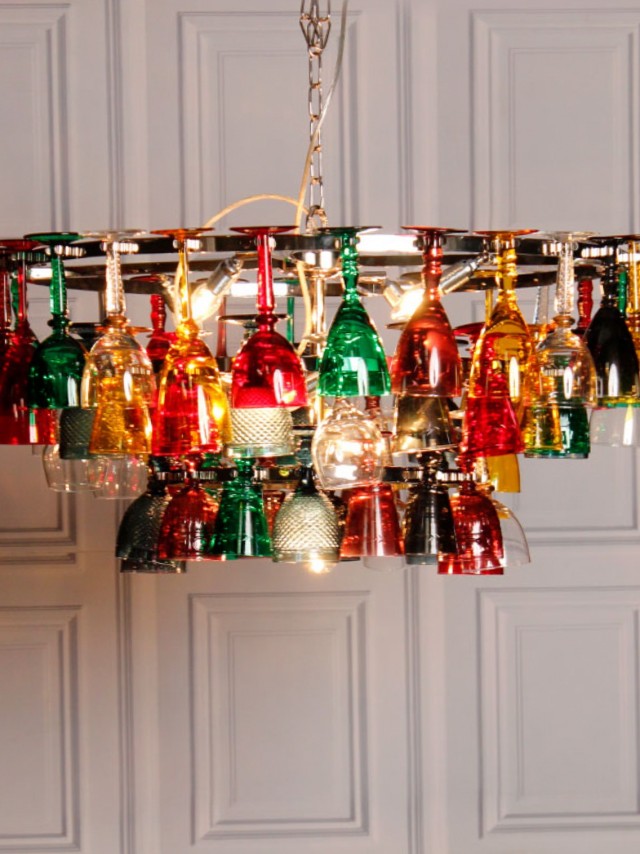 Coloured Wine Glass Chandelier Coloured Wine Glass Chandelier