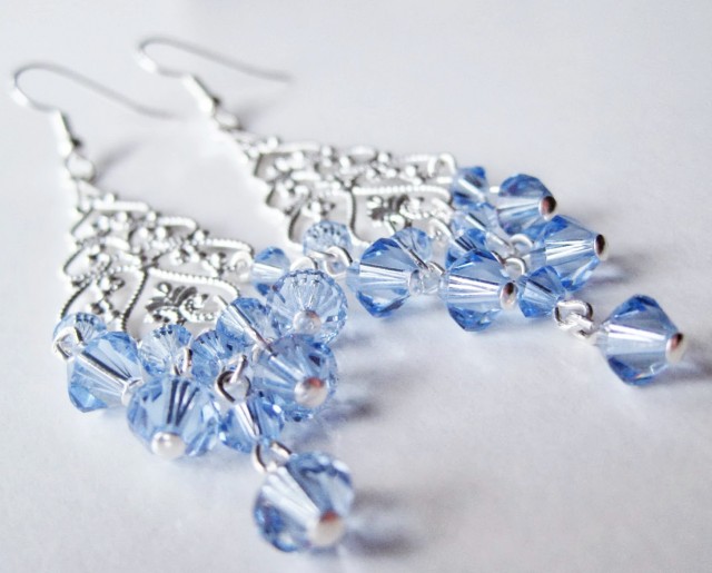 Light Blue Swarovski Crystal Chandelier Earrings Light Blue Swarovski Crystal Chandelier Earrings