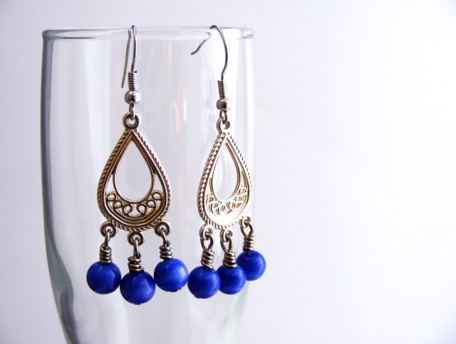 Silver And Blue Chandelier Earrings Silver And Blue Chandelier Earrings