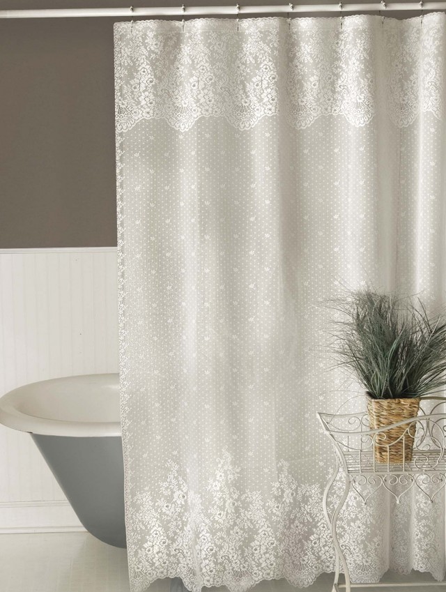White Lace Shower Curtains White Lace Shower Curtains