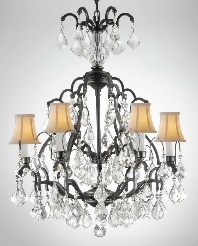 Wrought Iron Crystal Chandelier H30 X W28 Wrought Iron Crystal Chandelier H30 X W28
