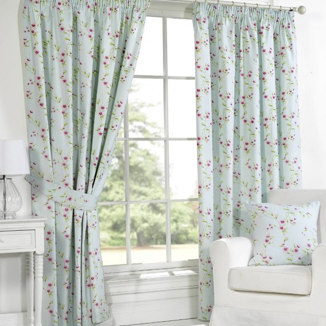 Duck Egg Blue Floral Curtains Duck Egg Blue Floral Curtains