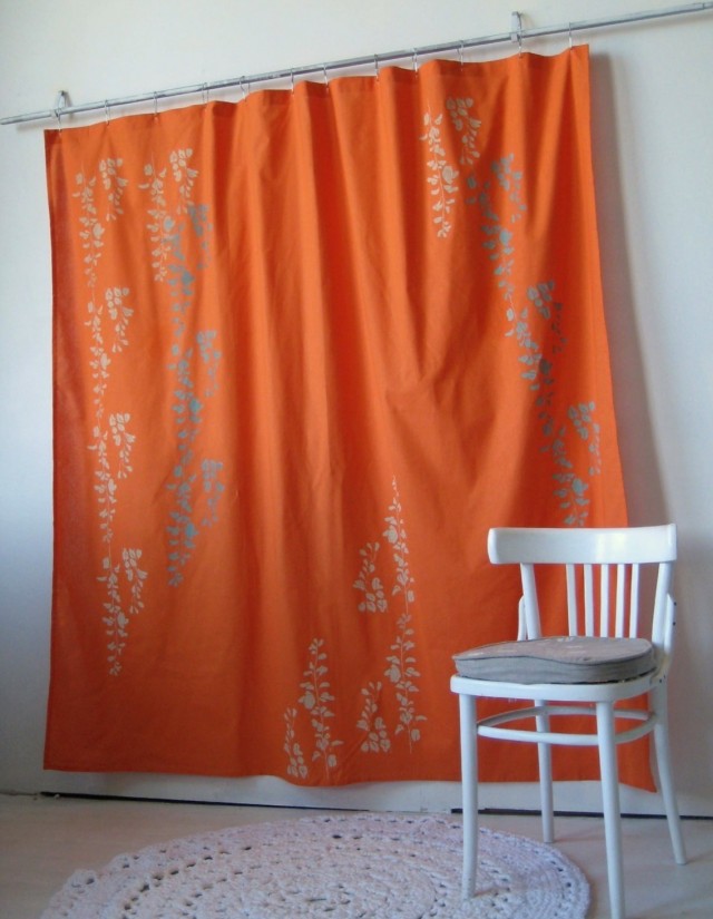 Orange And Grey Shower Curtains Orange And Grey Shower Curtains