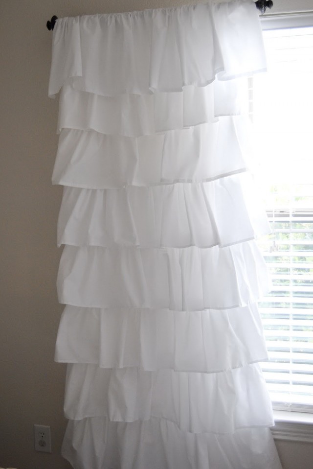 White Ruffle Curtain Panels 96 White Ruffle Curtain Panels 96