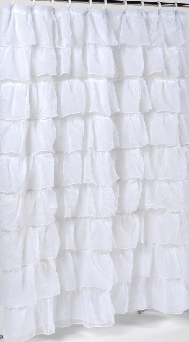 White Ruffle Shower Curtain White Ruffle Shower Curtain