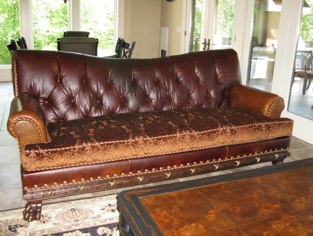 Leather Sofa With Cloth Cushions Leather Sofa With Cloth Cushions